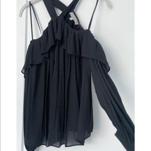 Loft XS Long Sleeve Open Shoulder Blouse